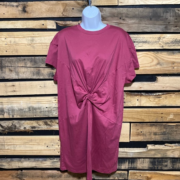 GAP‎ Knot Waist T-shirt Dress In Raspberry Glaze Size Large Tall NWT - Picture 1 of 6